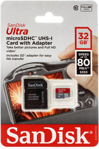 Карта памяти 32GB class 10 Sandisk Ultra MicroSDHC