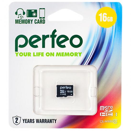 Карта памяти 16GB class 10 Perfeo microSD economy series