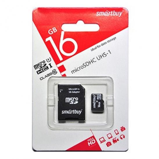Карта памяти 16GB class 10 Smartbuy microSD