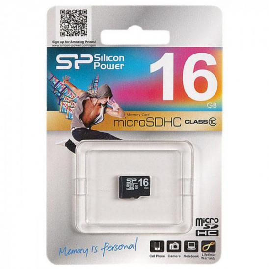 Карта памяти 16GB class 10 SiliconPower microSD