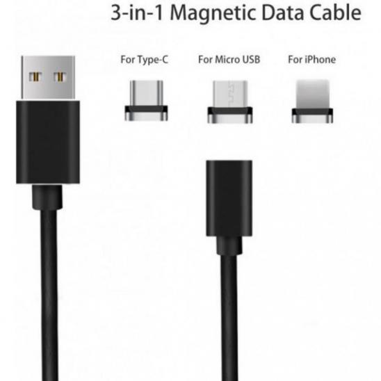 Кабель 3-in-1 Magnetic microUSB+iPhone+Type-C