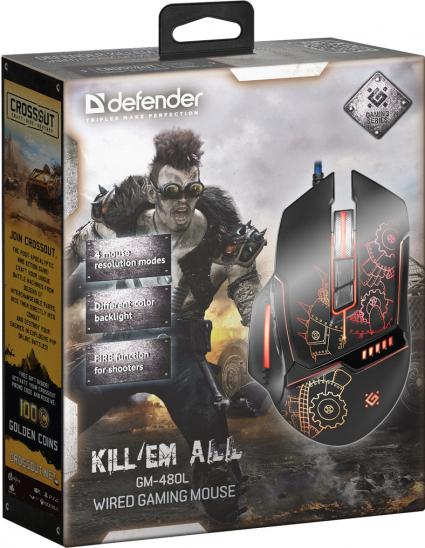 Мышь игровая Defender Kill'em All GM-480L