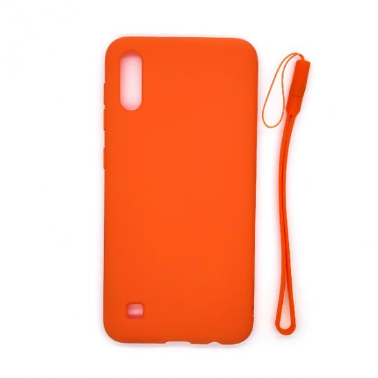 Силикон Samsung A10 Case с ремешком (Оранжевый)