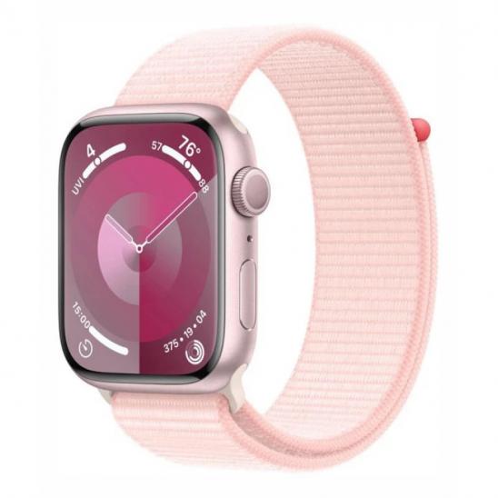 Apple Watch Series 9 41mm Pink Aluminum Case with Light Pink Sport Loop
