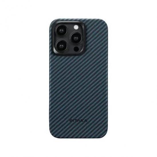 Чехол iPhone 15 Pro Pitaka MagEZ Case 4 Black/Blue Twill 1500D