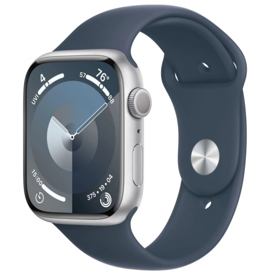 Apple Watch Series 9 41mm Silver Aluminum Case with Blue Sport Band